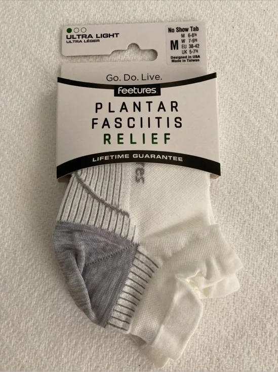 Plantar Fasciitis Relief No-Show Socks - White/Grey, Medium, Unisex - Picture 6 of 6